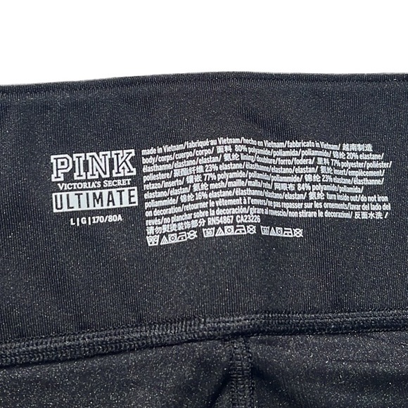 PINK Victoria's Secret Black Ultimate Yoga Mesh Capri Crop Legging Size Large - Picture 5 of 14